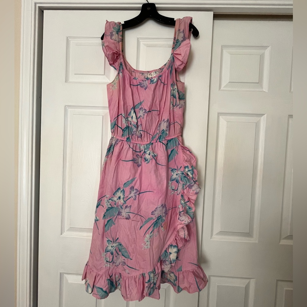 Vintage Hawaiian Pink and Blue Floral Dress by Royal Creations